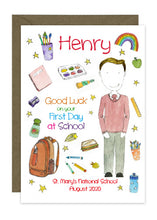 Load image into Gallery viewer, First Day of School - Boy B - Personalised Card