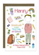 First Day of School - Boy B - Personalised Card