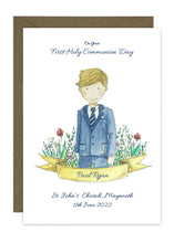 Load image into Gallery viewer, Communion Card - Boy Suit &amp; Tie
