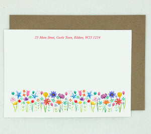 20 Floral Mix Notelets - Personalised