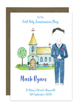 Load image into Gallery viewer, Communion Card - Boy - Suit with Tie