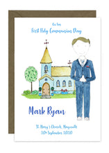 Load image into Gallery viewer, Communion Card - Boy - Suit with Tie