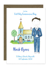 Load image into Gallery viewer, Communion Card - Boy - Suit with Tie