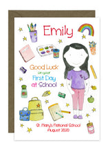 Load image into Gallery viewer, First Day of School - Girl C - Personalised Card