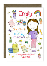 Load image into Gallery viewer, First Day of School - Girl C - Personalised Card