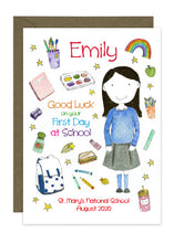 Load image into Gallery viewer, First Day of School - Girl A - Personalised Card