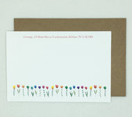 20 Row of Flowers Notelets - Personalised