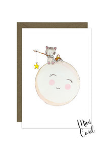 Cat on the Moon Mini Card