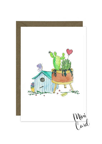 Plant & Birdhouse Mini Card