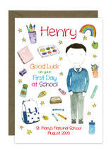 Load image into Gallery viewer, First Day of School - Boy A - Personalised Card
