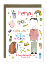 Load image into Gallery viewer, First Day of School - Boy B - Personalised Card
