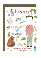 Load image into Gallery viewer, First Day of School - Boy B - Personalised Card
