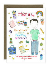 Load image into Gallery viewer, First Day of School - Boy C - Personalised Card
