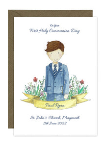 Communion Card - Boy Suit & Tie