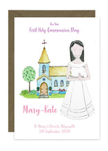 Load image into Gallery viewer, Communion Card - Girl - Full Length Dress
