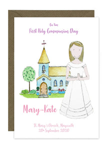 Communion Card - Girl - Full Length Dress