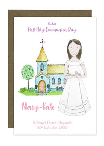 Communion Card - Girl - Full Length Dress