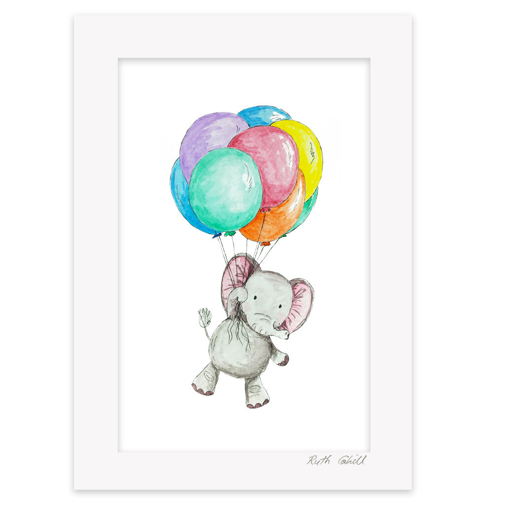 Elephant with Balloons Print