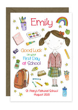 Load image into Gallery viewer, First Day of School - Girl B - Personalised Card
