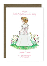 Load image into Gallery viewer, Communion Card - Girl Long Dress
