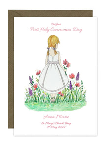 Communion Card - Girl Short Dress