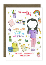 Load image into Gallery viewer, First Day of School - Girl C - Personalised Card
