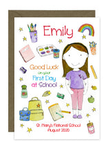 Load image into Gallery viewer, First Day of School - Girl C - Personalised Card
