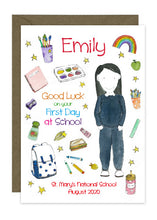 Load image into Gallery viewer, First Day of School - Girl D - Personalised Card
