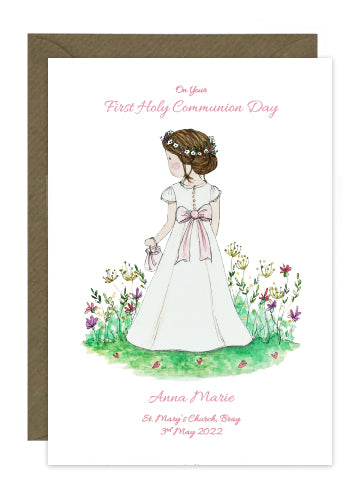 Communion Card - Girl Long Dress