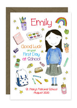 Load image into Gallery viewer, First Day of School - Girl A - Personalised Card
