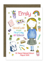 Load image into Gallery viewer, First Day of School - Girl A - Personalised Card
