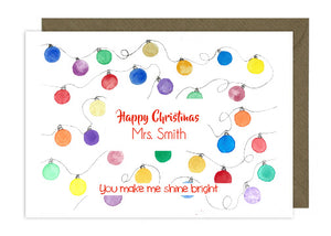 Christmas Teacher Card - Lights