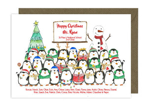 Christmas Teacher Card - Penguins