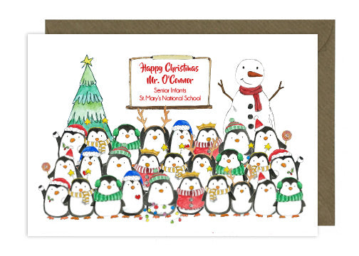 Christmas Teacher Card - Penguins