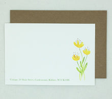 Load image into Gallery viewer, 20 Yellow Flower Notelets - Personalised

