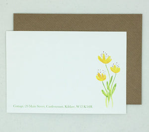 20 Yellow Flower Notelets - Personalised